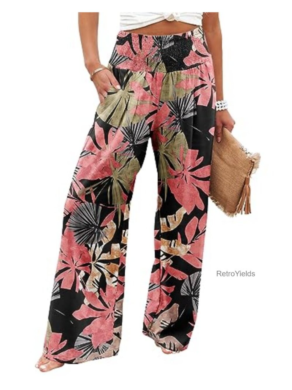 High Waisted Wide Leg Palazzo Lounge Pants with Pockets Flowy Casual Trousers